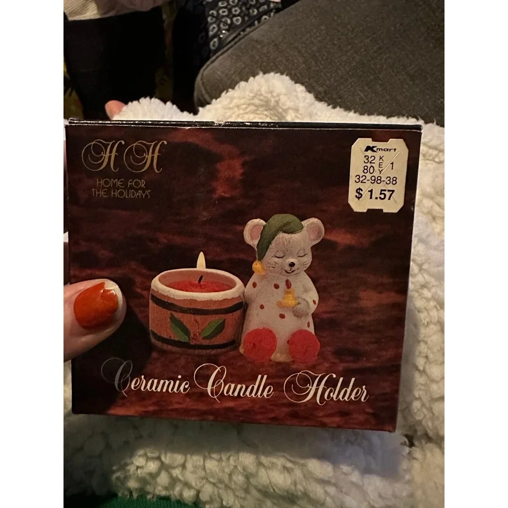 Vintage Home For Holidays Ceramic Mr Mouse Candle‎ Holder Kmart Christmas Decor